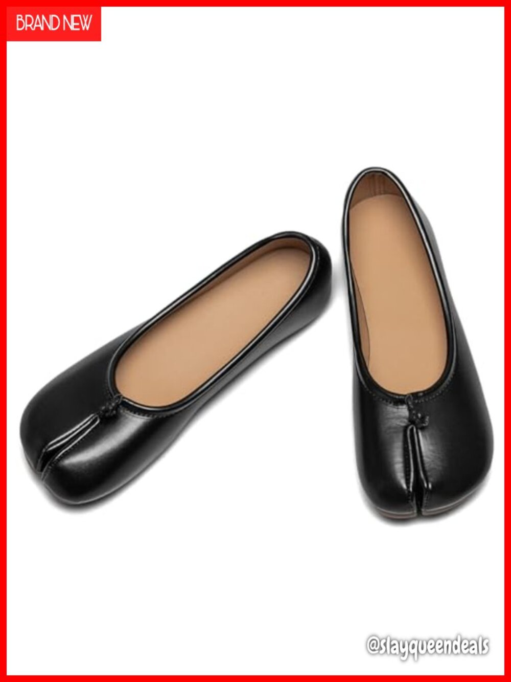 TENGTA Tabi Ballet Flats Split Toe Slip-On Low Heel Office Casual Shoes